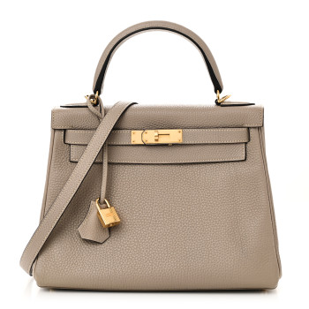 HERMES Togo Kelly Retourne 28 Gris Tourterelle