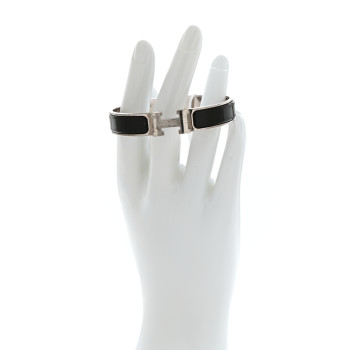 HERMES Enamel Narrow Clic Clac H Bracelet PM Black