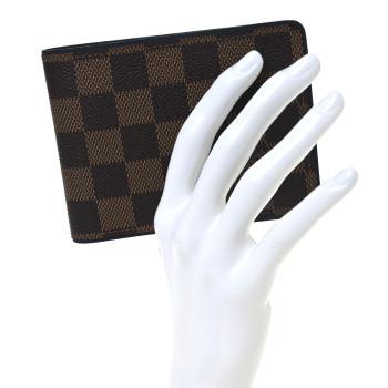 LOUIS VUITTON Damier Ebene Calfskin Multiple Wallet Blue