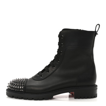 CHRISTIAN LOUBOUTIN Calfskin Spikes TS Croc Flat Boots 42 Black