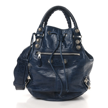 BALENCIAGA Agneau Giant 21 Silver Hardware Pompon Marine