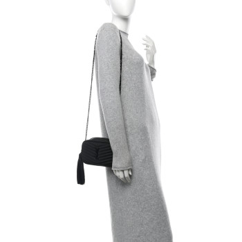 SAINT LAURENT Grain De Poudre Matelasse Monochrome Monogram Mini Lou Camera Bag Black