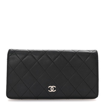 CHANEL Lambskin Quilted Yen Wallet Black