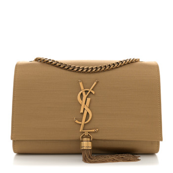 SAINT LAURENT Satin Small Classic Monogram Kate Tassel Satchel Sahara Beige