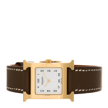 HERMES Stainless Steel Swift 21mm Heure H Hour Quartz Watch Etoupe