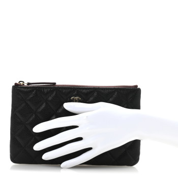 CHANEL Caviar Quilted Small Zipped Pouch Black