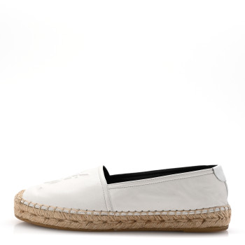 SAINT LAURENT Lambskin Monogram Espadrilles 36.5 White
