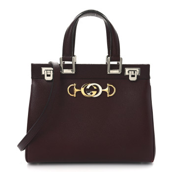 GUCCI Grainy Calfskin Small Zumi Top Handle Bag Vintage Bordeaux