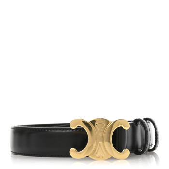CELINE Box Calfskin Medium 25mm Triomphe Belt 80 32 Black