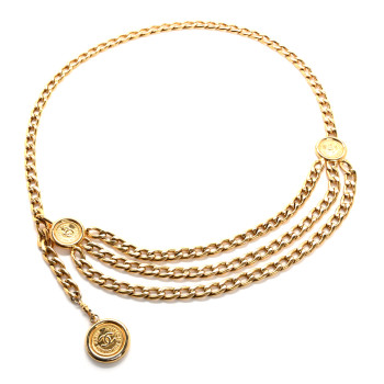 CHANEL Metal Medallion CC Triple Chain Belt Gold
