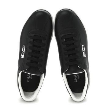CHANEL Calfskin CC Womens Sneakers 38.5 Black