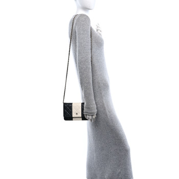 CHANEL Lambskin Quilted Wallet On Chain WOC White Black