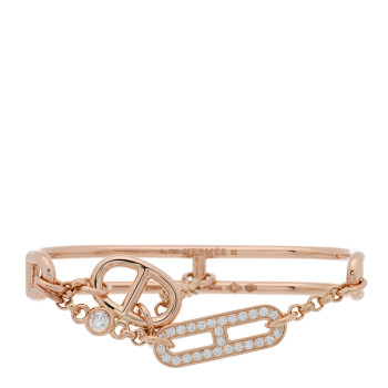 HERMES 18K Rose Gold Diamond Mix and H Cocktail Ring 52 6