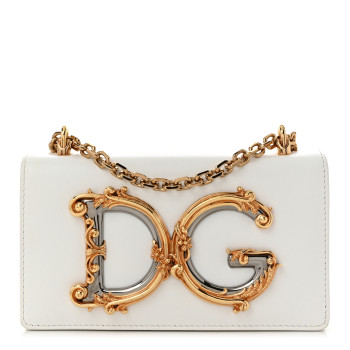 DOLCE & GABBANA Nappa DG Girls Phone Shoulder Bag White