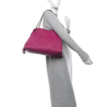 GUCCI Cellarius Calfskin Medium Soho Chain Shoulder Bag Bright Bouganville