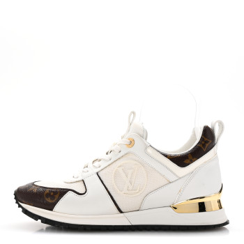LOUIS VUITTON Calfskin Monogram Run Away Sneakers 38 White