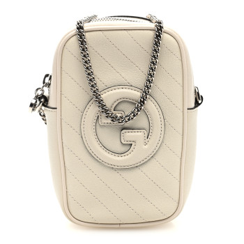 GUCCI Sakai Be Green Calfskin Diagonal Stitched Mini Blondie Vertical Shoulder Bag Mystic White