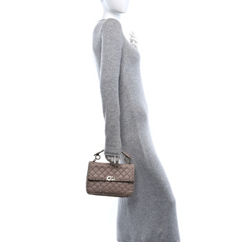 VALENTINO GARAVANI Lambskin Medium Rockstud Spike Shoulder Bag Poudre