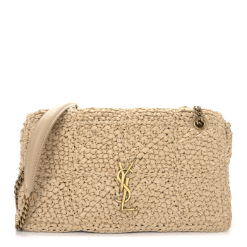 SAINT LAURENT Raffia Monogram Medium Jamie Natural Avorio