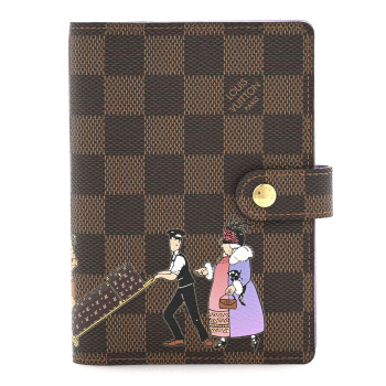 LOUIS VUITTON Damier Ebene Illustre Small Ring Agenda Cover Violet