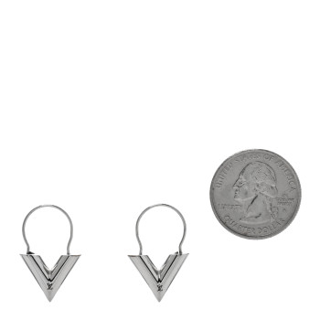 LOUIS VUITTON Essential V Hoop Earrings Silver