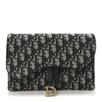 CHRISTIAN DIOR Oblique Saddle Chain Pouch Blue