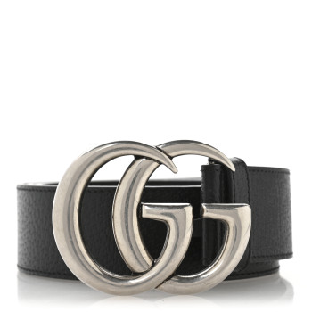GUCCI Textured Calfskin Double G 40mm Belt 90 36 Black