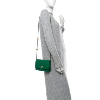 CHANEL Caviar Quilted Wallet on Chain WOC Green