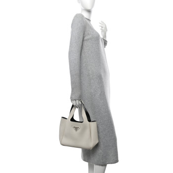PRADA Vitello Daino Soft Mini Dynamique Tote Talco Black