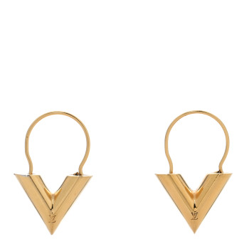 LOUIS VUITTON Brass Essential V Hoop Earrings Gold
