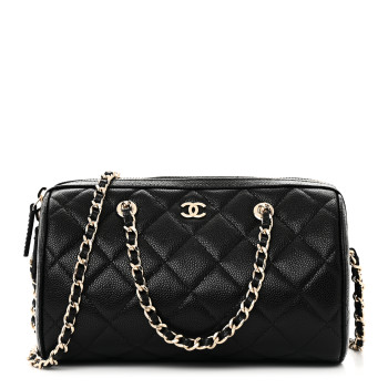 CHANEL Caviar Quilted Classic Clutch with Chain Black