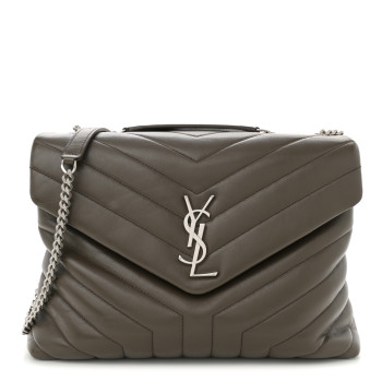 SAINT LAURENT Calfskin Y Quilted Monogram Medium Loulou Chain Satchel Faggio