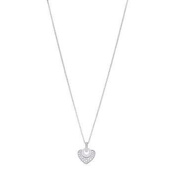 BULGARI 18K White Gold Diamond BVLGARI BVLGARI Heart Pave Pendant Necklace