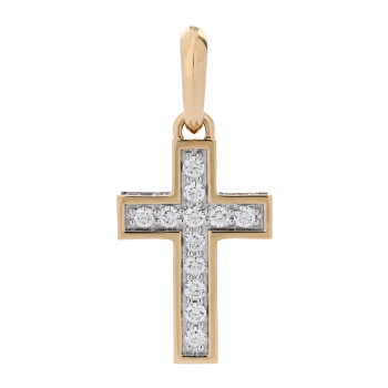 DAVID YURMAN 18K Yellow Gold Diamond 23mm Pave Cross Pendant