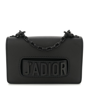 CHRISTIAN DIOR Ultra Matte Calfskin Mini J'Adior Chain Flap Bag Black