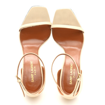 SAINT LAURENT Calfskin 110 Opyum Sandals 38.5 Real Beige