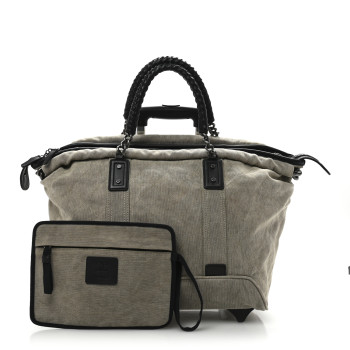 CHANEL Washed Toile Calfskin Quilted Trolley Beige Black
