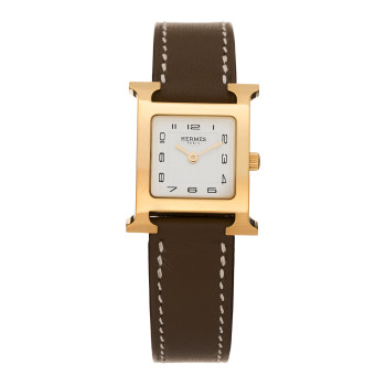 HERMES Stainless Steel Swift 21mm Heure H Hour Quartz Watch Etoupe