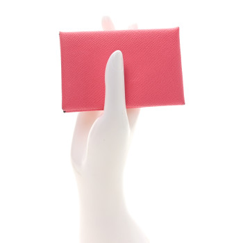 HERMES Epsom Calvi Card Case Rose Azalee
