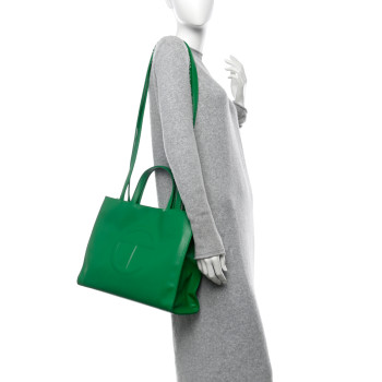 TELFAR Vegan Leather Medium Shopping Bag Greenscreen