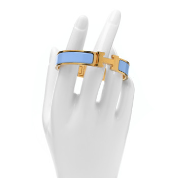 HERMES Enamel Narrow Clic Clac H Bracelet PM Chardon
