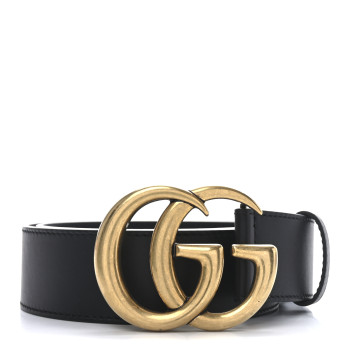 GUCCI Calfskin Double G 40mm Belt 75 30 Black