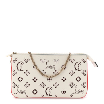 CHRISTIAN LOUBOUTIN Calfskin Empire Loubinthesky Loubila Chain Clutch Bianco Loubi