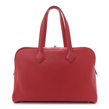 HERMES Taurillon Clemence Victoria 35 Rouge Casaque