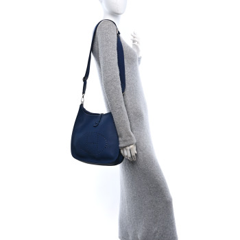 HERMES Taurillon Clemence EVELYNE III PM Deep Blue