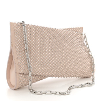 CHRISTIAN LOUBOUTIN Nappa Resille Strass Loubitwist Clutch Leche Light Silk