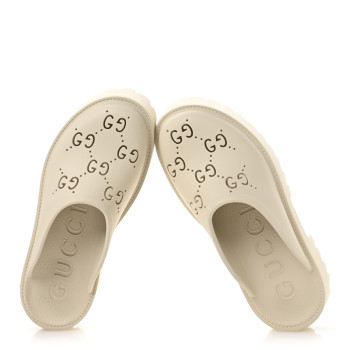 GUCCI Rubber Monogram GG Go Through Platform Slide Clogs 39 Mystic White