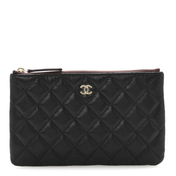 CHANEL Caviar Quilted Small Zipped Pouch Black