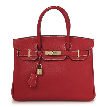 HERMES Epsom Candy Birkin 30 Rouge Casaque Bleu Thalassa