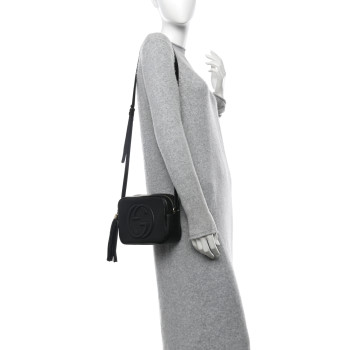 GUCCI Pebbled Calfskin Small Soho Disco Bag Black